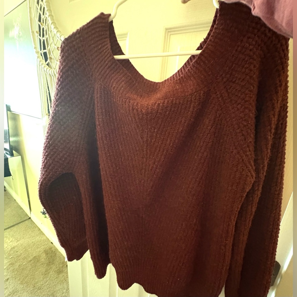 LOFT Deep Red Knit Sweater